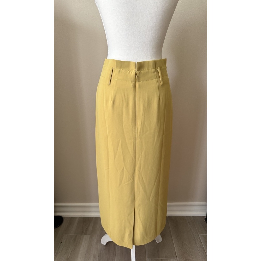 Boden Chartreuse Yellow - Green Midi Pencil Skirt US4 Minimalist Quiet Luxury - Picture 4 of 10